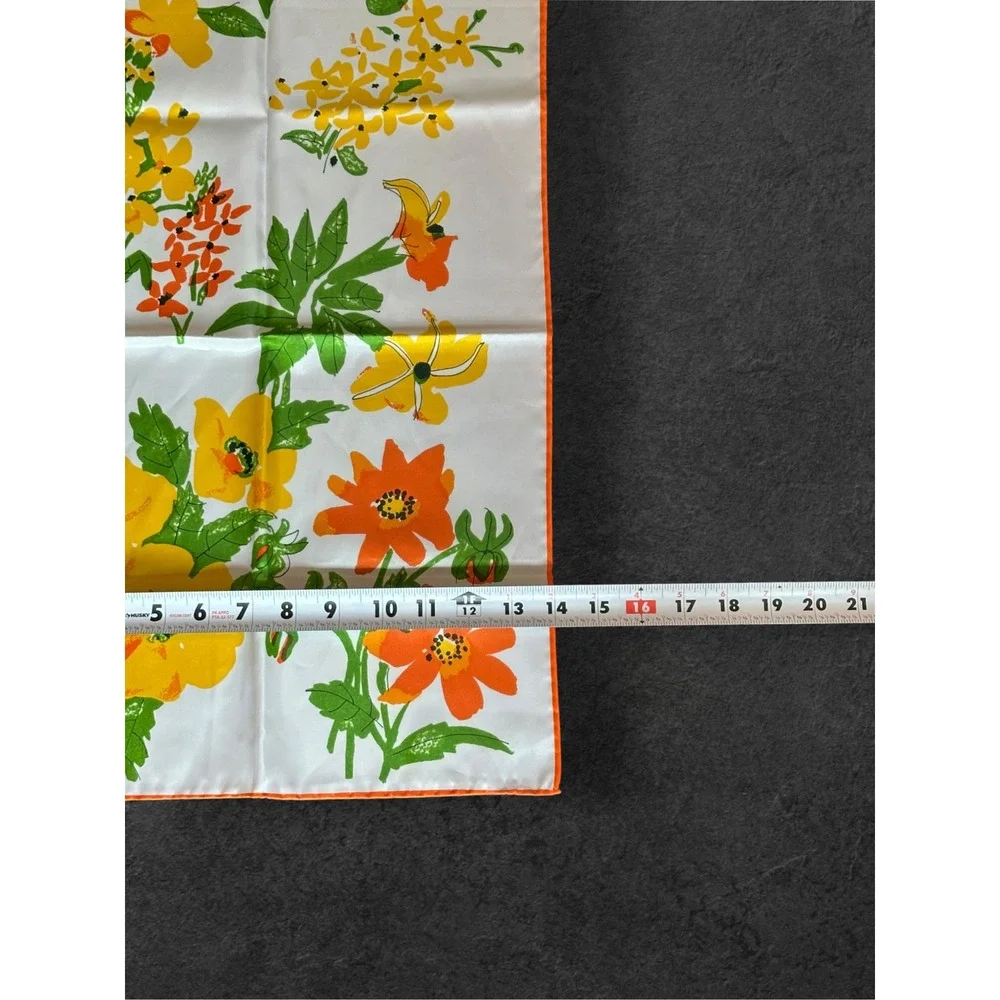 Vintage Retro MCM Vera Neumann Floral Scarf Womens Yellow Orange Oblong Ladybug